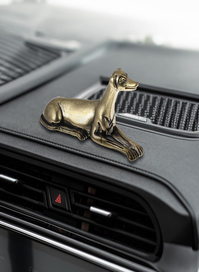 Yuanchu Vintage Solid Brass Miniature, Tiny 2.1" Long Brass Greyhound Figurine Delicate Greyhound Desk Ornament Lucky Solid Animal Dog Statue for Home Office Car Table Bookshelf Feng Shui Decor - Image 4